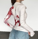 Custom Clothing Factory China Women'S Printed Cardigan Long Sleeved Casual Top Irregular Lapel Shirt