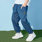 Windproof Pleated 0.7M To 1.2M Boy Denim Pants 90% Cotton 10% Polyester