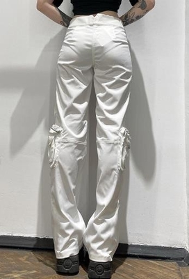 Small Quantity Garment Manufacturer Women'S Multi Pocket Cargo Jeans Loose Low Rise Lounge Pants