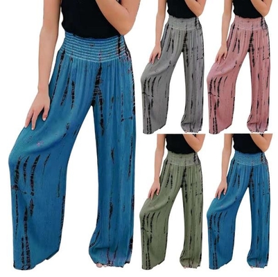 Small Batch Clothing Manufacturers Fashion Elastic High Waist Pocket Wide Leg Pants Casual Pants